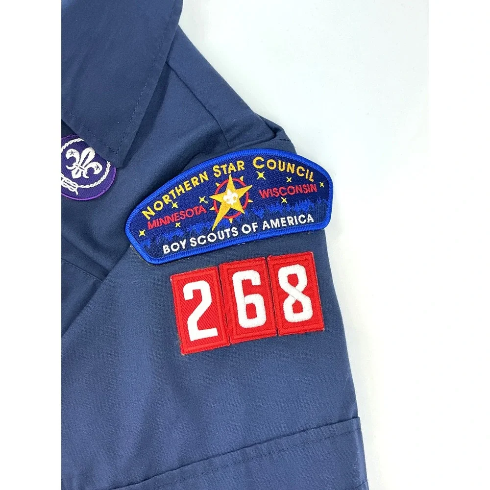Boy Scouts Of America Official Youth Uniform Top Patches Sz M Novelty Shirt